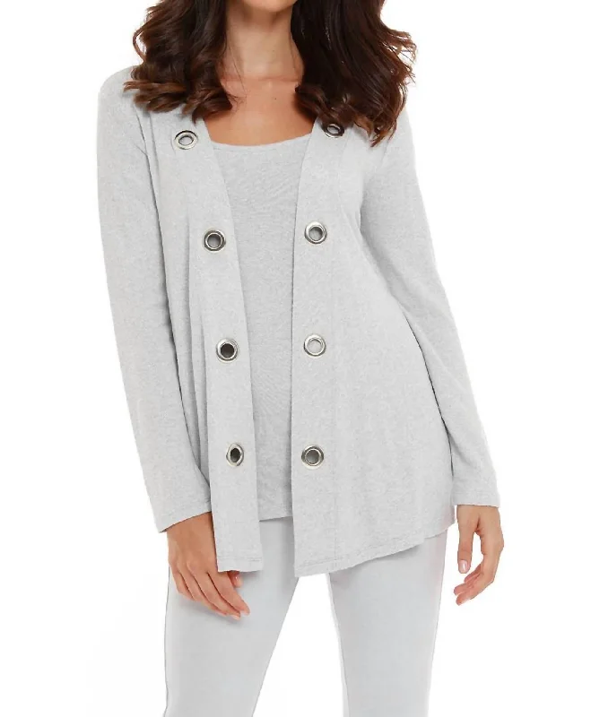 Top Deals Juliana Kashmira Open Grommet Cardigan In Gray