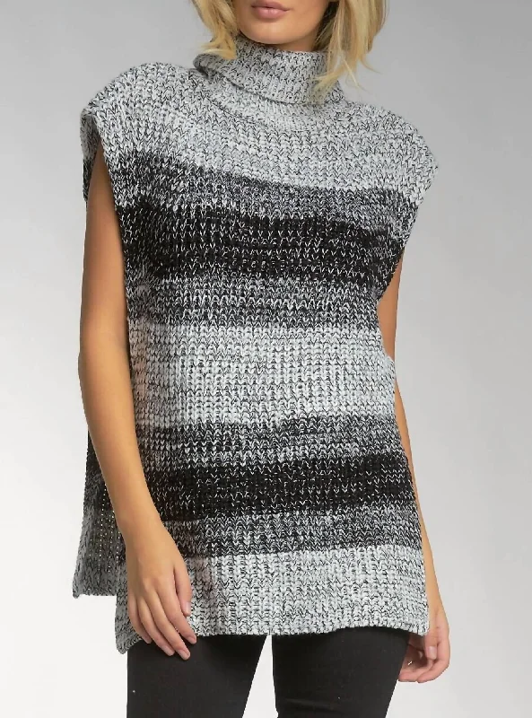 Trend Setting Wardrobe Sleeveless Sweater In Black/grey Stripe