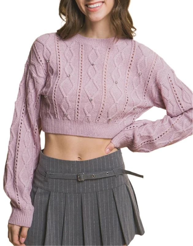 Women's Clothes Cropped Stone Sweater