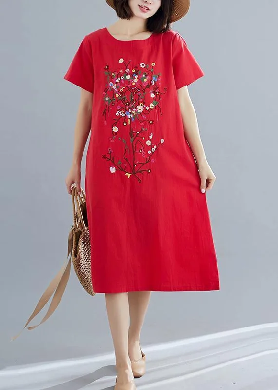 Trendy Threads 100% red Cotton Long Shirts stylish Inspiration prints Plus Size summer Dresses