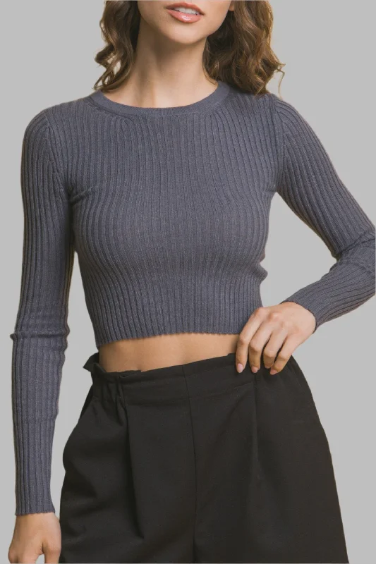 Sale For Women Ribbed Cropped Sweater