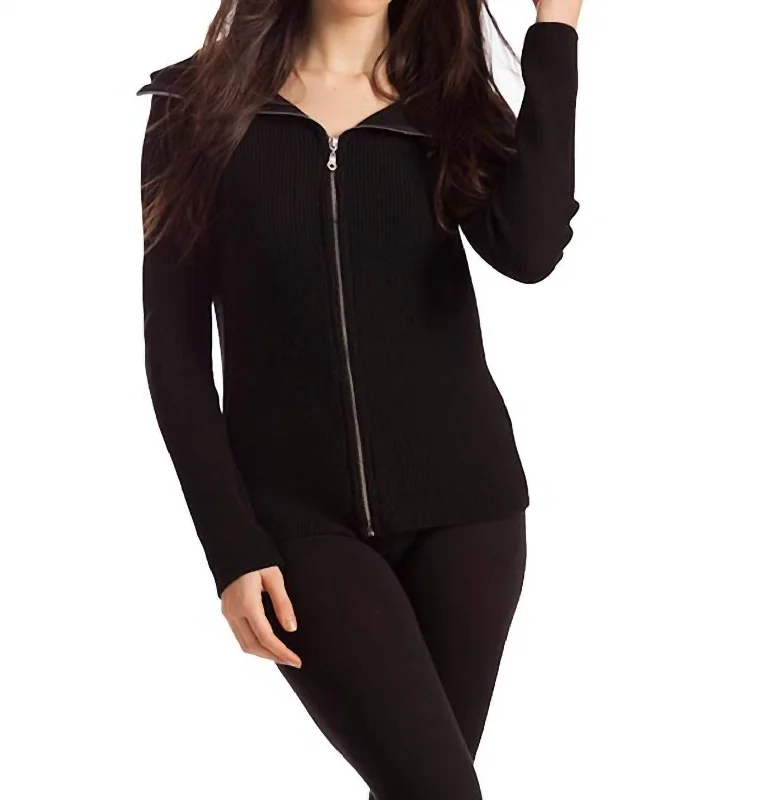 Innovate Your Wardrobe Amaya Zip Front Cardigan In Black