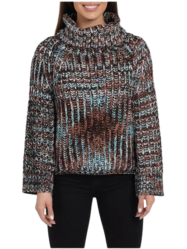 Boutique Styles Mimi Chunky Turtleneck Sweater In Brown Multi