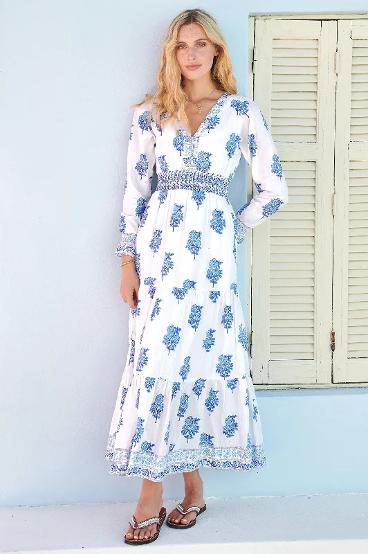 Snag Fabulous Fashion Bargains Billie Block Print Dress | Daliya Buta Blue