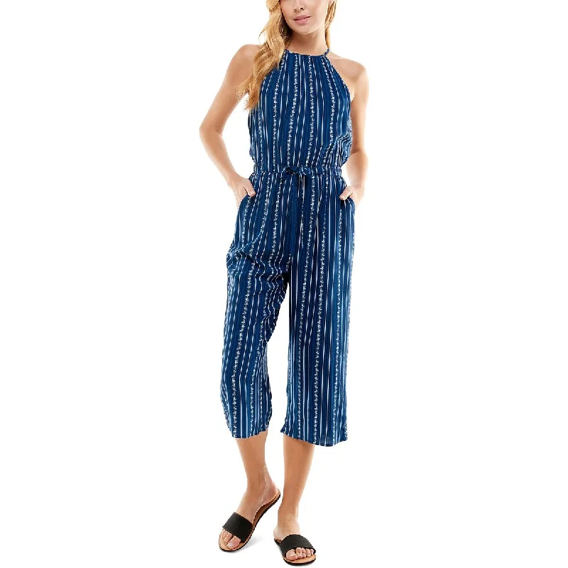 Clothing Store Kingston Grey Womens Striped Tie Waist Jumpsuit