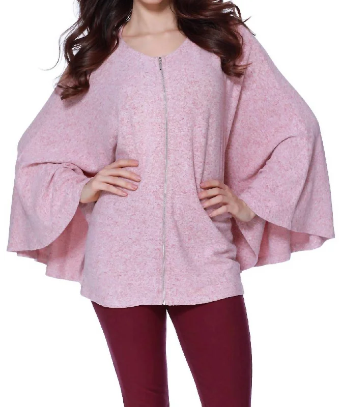 Hot Brand Discounts Eloise Kashmira Zip Up Poncho In Rose