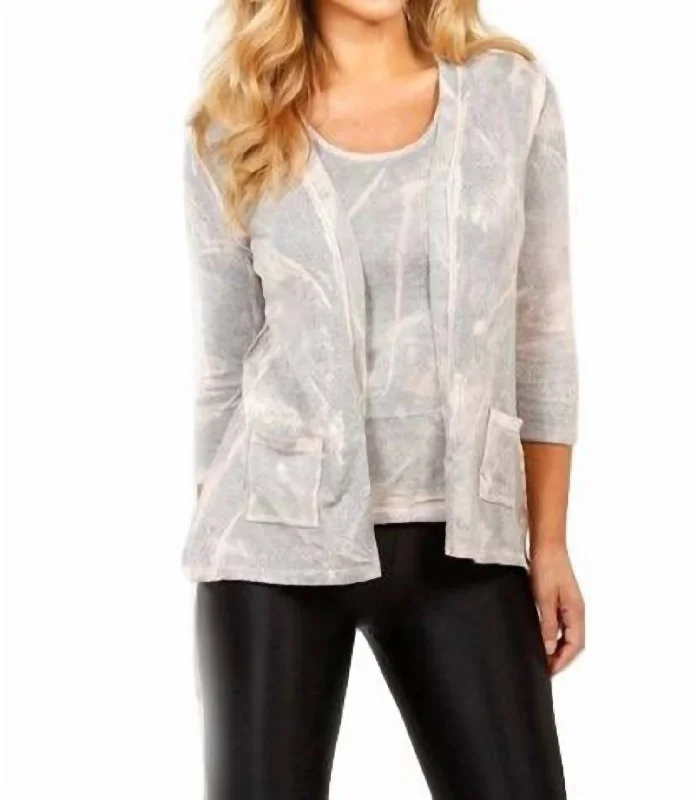 Women's Evening Wear Bleach Cableknit Pocket Cardigan In Marble