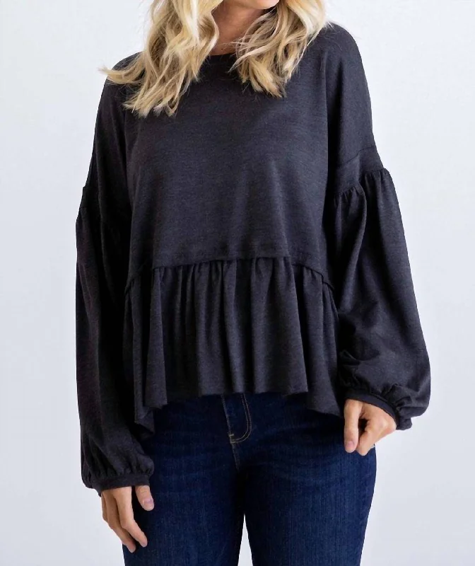 Chic Women's Clothing Knit Oversize Top In Charcoal