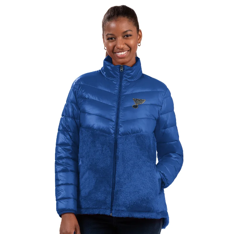 Colorful Clothing ST. LOUIS BLUES G-III WOMENS TRENCHES SHERPA JACKET - ROYAL