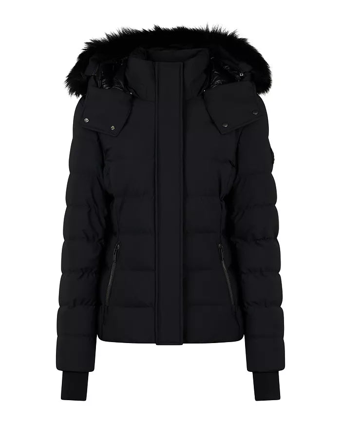 Women's Clothes for All-Day Comfort and Style Betta Shearling Trim Down Puffer Jacket Black / Black Shearling