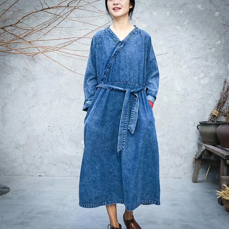 Seasonal Sale Loose A-line Vintage Denim Dress  | Zen