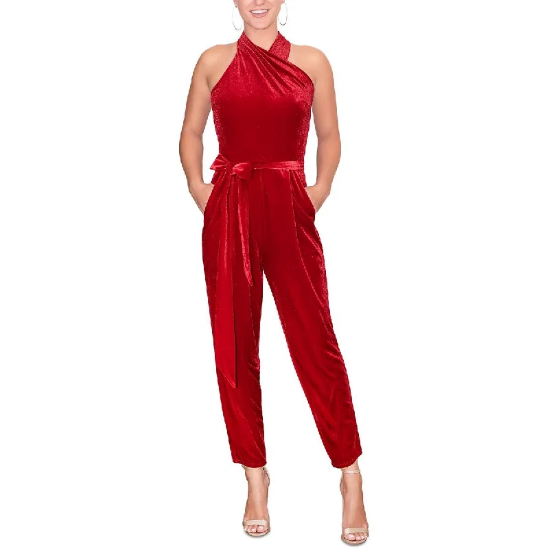 Comfy Women's Outfits for Daily Wear Rachel Rachel Roy Womens Harland Velvet Halter Jumpsuit