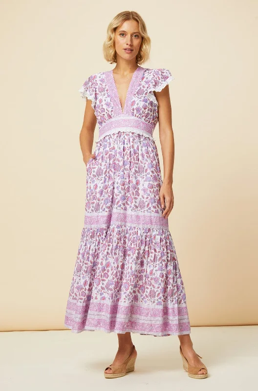 Limited Stock, Big Discounts Pippa Block Print Dress | Pink/White