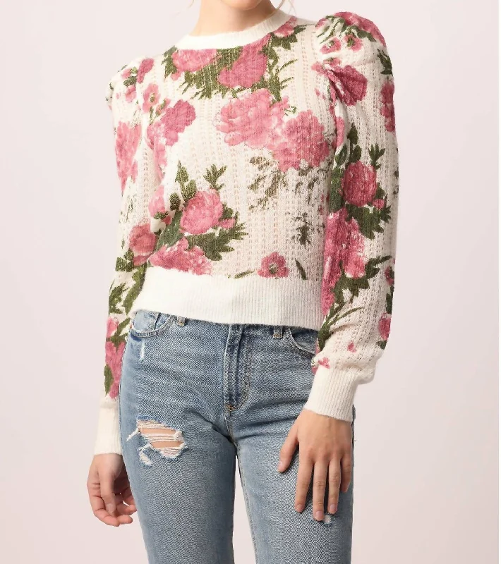 Elegant Styles Kailyn Floral Sweater in La Rose