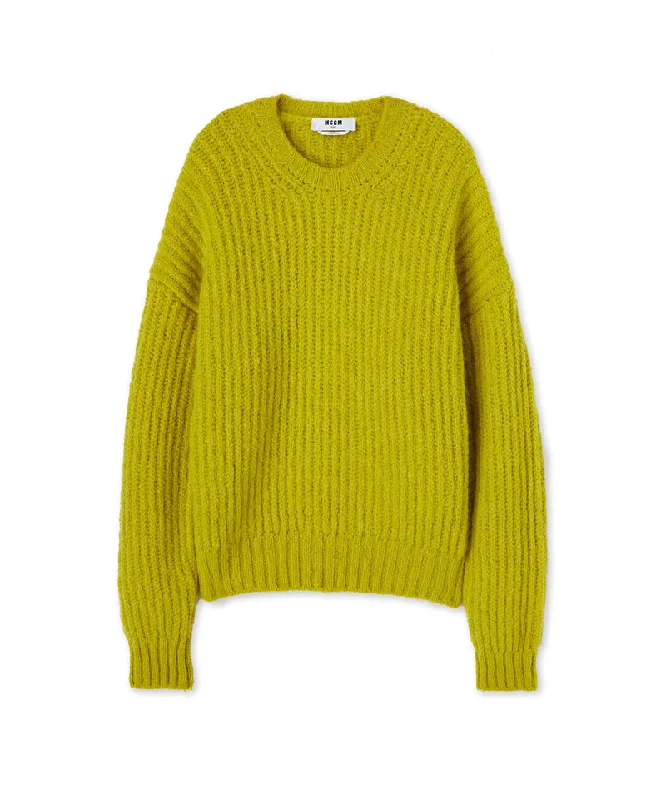 Crazy Discounts, Hurry Up Blended wool crewneck sweater "Warm Winter" Yellow