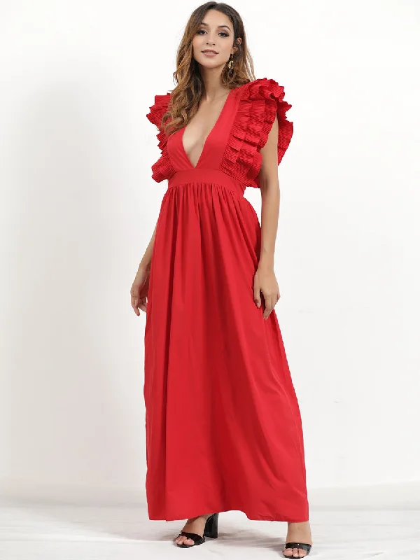 Style Beyond Borders Bodhi Tiered Ruffle Maxi Dress - Wine