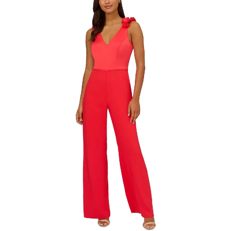 Unique Women's Fashion Pieces Adrianna Papell Womens Satin Sleeveless Jumpsuit