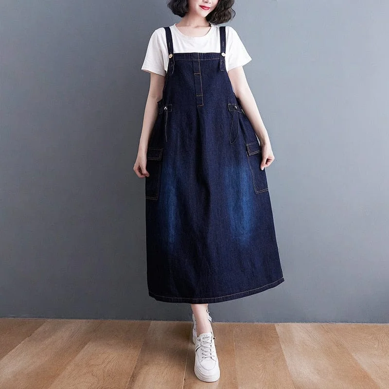 All Season Fashion Collection Daniella Oversized Denim Overall Dress