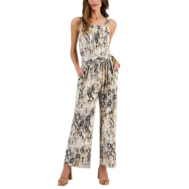 Shop Our Looks Studio by JPR Womens Open Road Zebra Knit Animal Print Jumpsuit