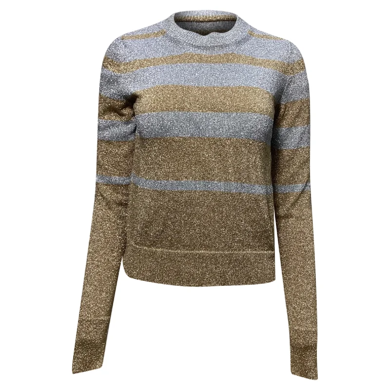 Relaxed Fashion Paco Rabanne Striped Jumper In Metallic Polyester