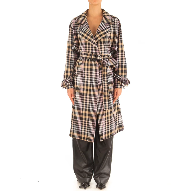 Exclusive Sale Women's Cotton Poly Overcheck Coat Pink/Beige