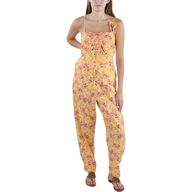 Fashion Sale FARM Rio Womens Banana Sunshine Bow Floral Print Gathered Jumpsuit