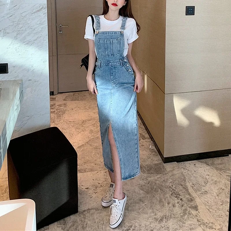 Chic Styles Dream Denim Dress Overall