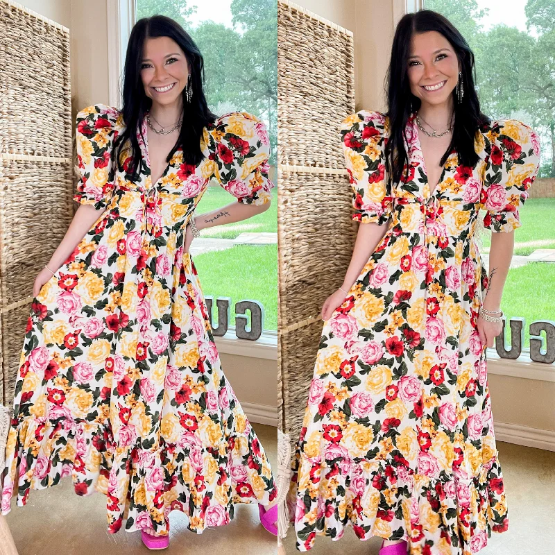 Women Fashion BuddyLove | Miranda Puff Sleeve Maxi Dress in Vanity Floral Print