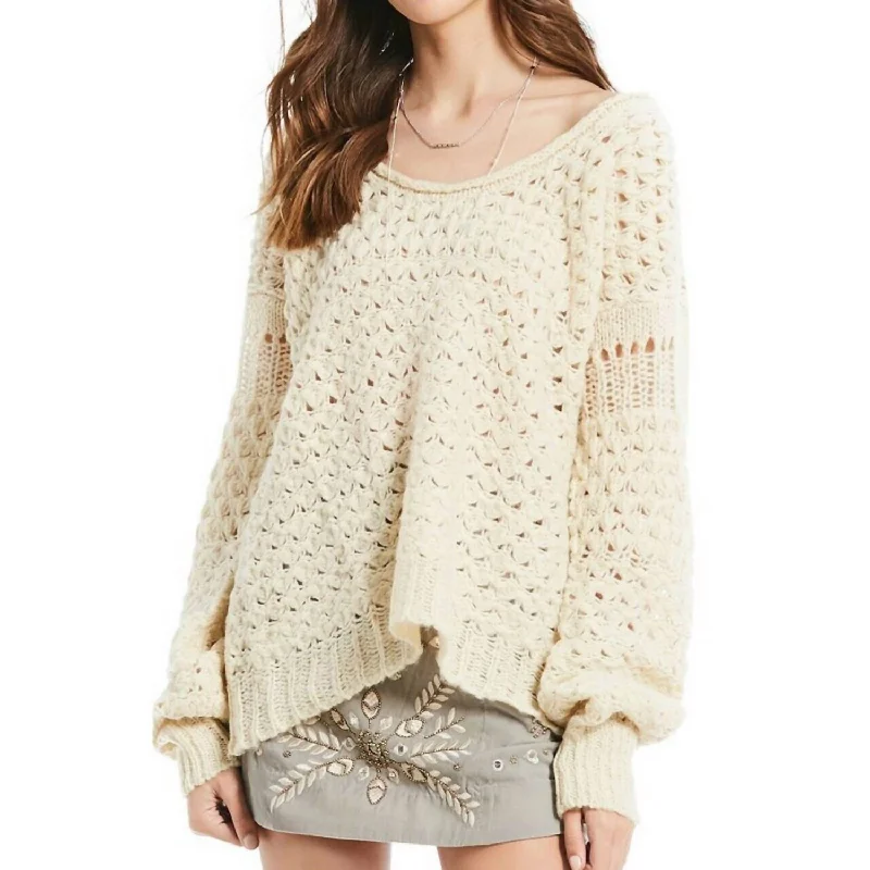 Exclusive Discount Crochet Wool Blend Sweater In Ivory