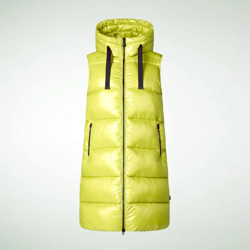 Trend Leading Collection Woman's Iria Hooded Puffer Vest in Lichen Green