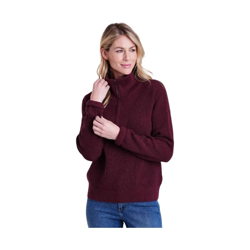 End Of Season Sale Kuhl Women's Norda Quarter Zip Sweater - Zinfandel - ONLINE STORE CREDIT/EXCHANGE ONLY