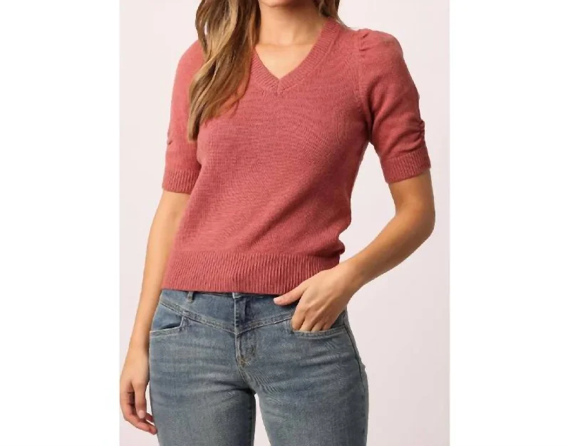 Trendy Street Style Alexandra Sweater in Rosewood