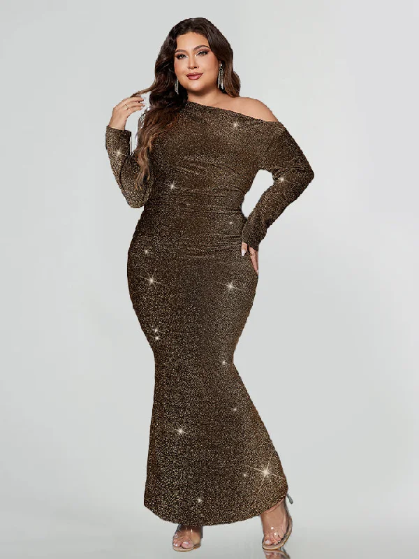 Unbeatable Prices One Shoulder Mermaid Hem Glitter Dress