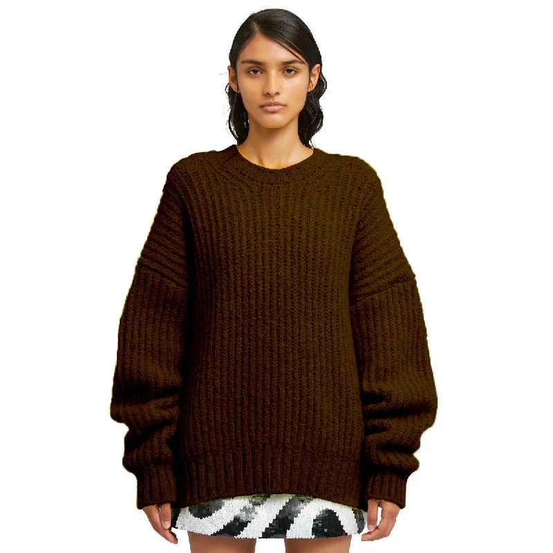 Clearance Sale, All Cheap Blended wool crewneck sweater "Warm Winter" Brown