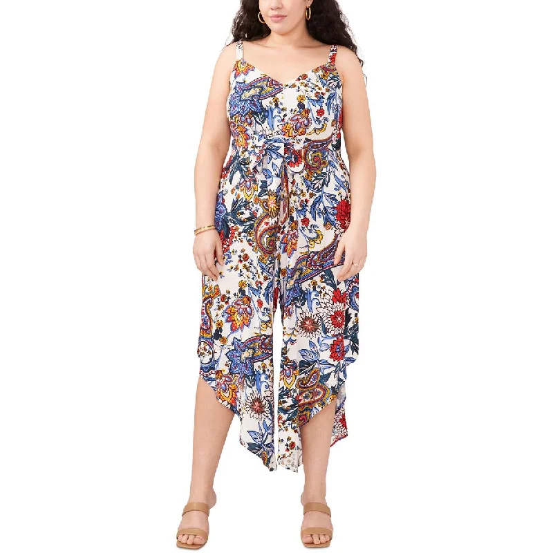 Limited Time Offers Vince Camuto Womens Plus Floral Print Rayon Jumpsuit