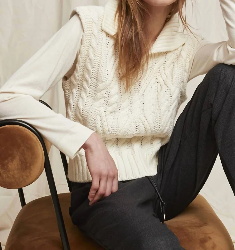 Flash Sales Today Sweater With Knit Sleeves In Ivory