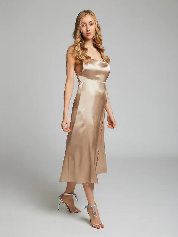 Women Fashion Selah silk dress in champagne