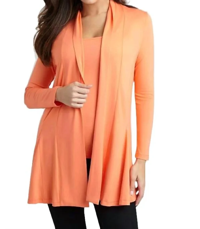 Buy More, Save More Draped Long Cardigan In Peach