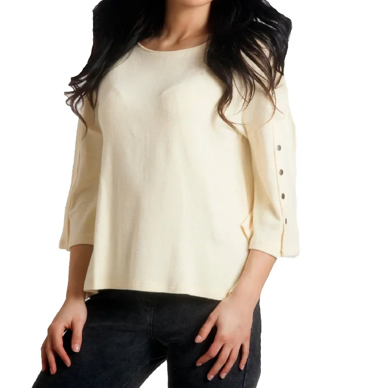 Unleash Your Trend Driven Style Adriana Kashmira 3/4 Button Sleeve Sweater In Yellow