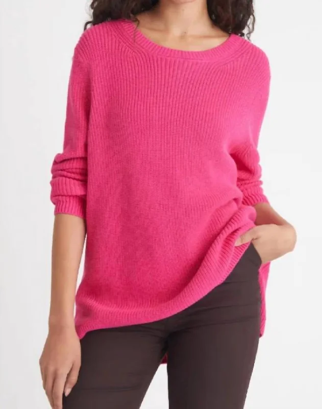 Colorful Clothing Emma Crewneck Sweater In Fuchsia Purple