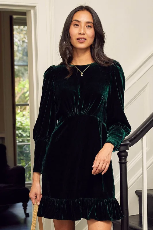 Special Offer Esmee Velvet Short Dress | Emerald