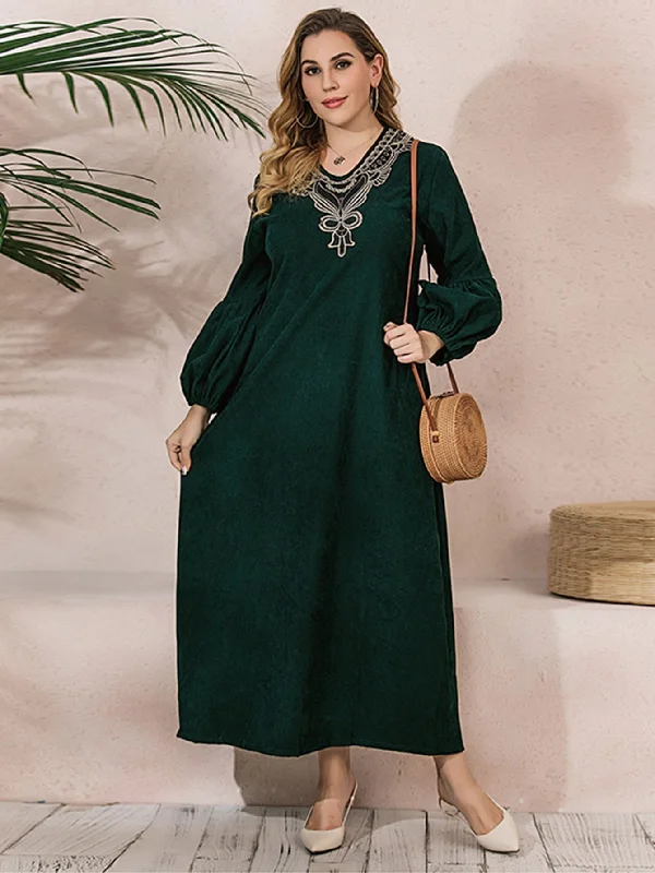 Effortless Chic for Women KittenAlarm - Solid color Velvet knitted plus size Vintage long skirt Tee Dress