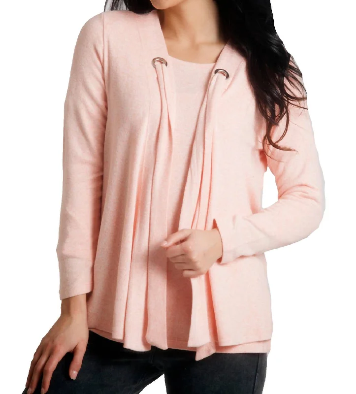 Style Versatile Women's Collection Nikki Kashmira Grommet Open Cardigan In Peach