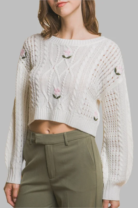 Extreme Clearance Deals Floral Cropped Sweater