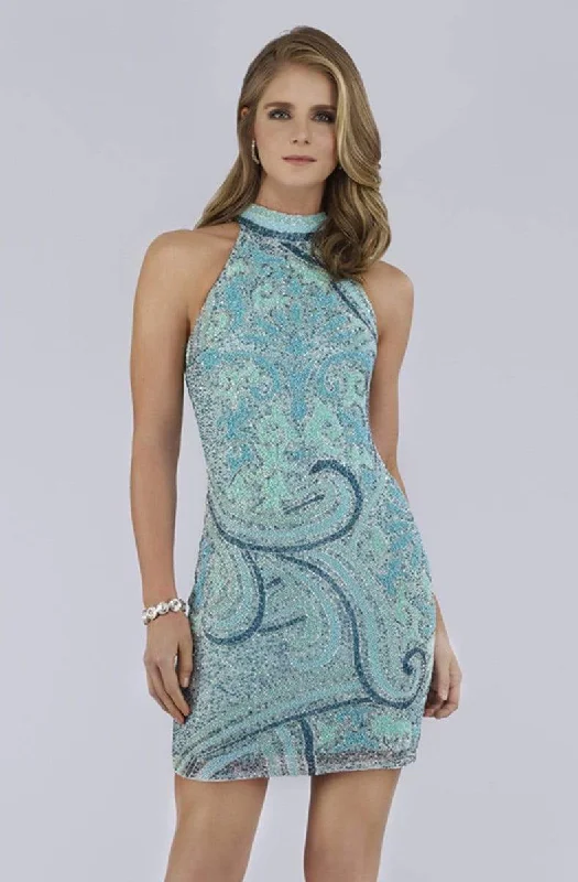 Trend Setting Threads Lara Dresses - 29719 Bead Embellished High Halter Cocktail Dress