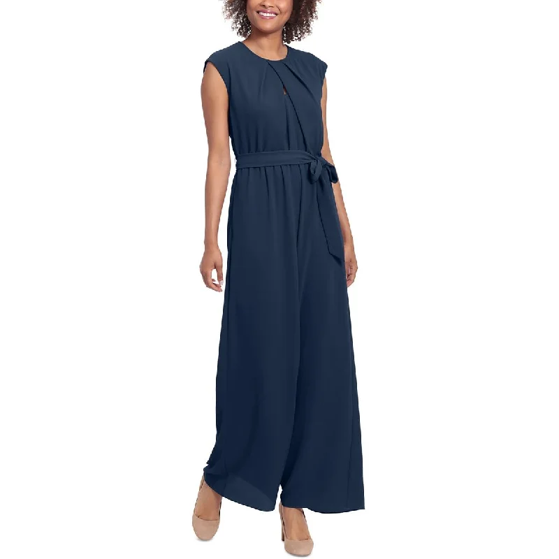 You'Ll Love Us Because London Times Womens Crepe Pleated Neck Jumpsuit