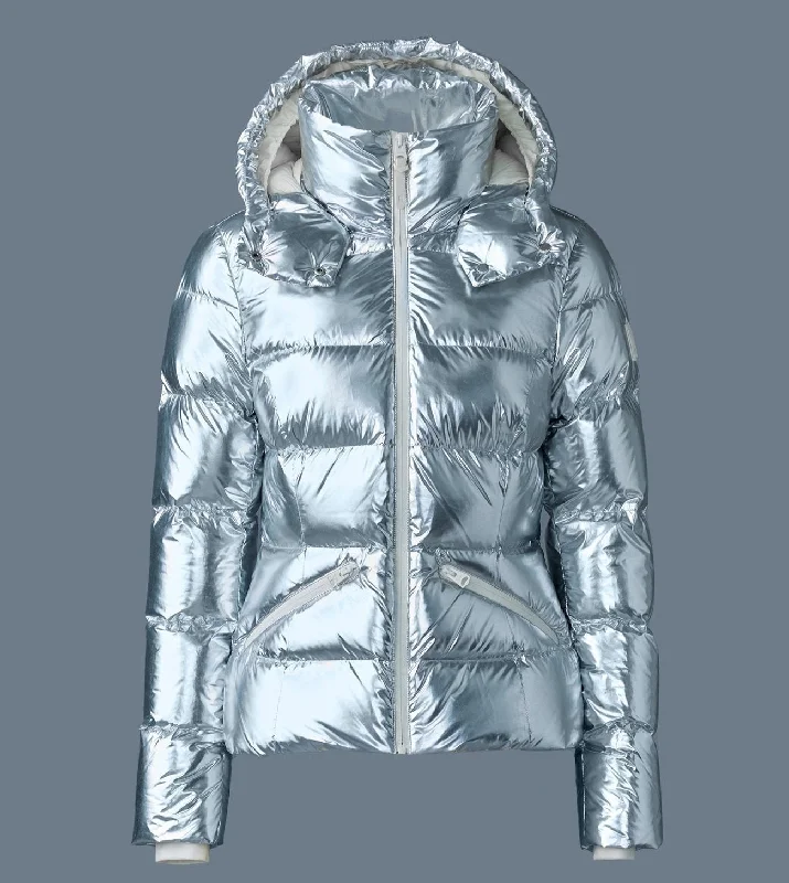 Effortless Everyday Wear MADALYN-M Metallic laminate down jacket Silver