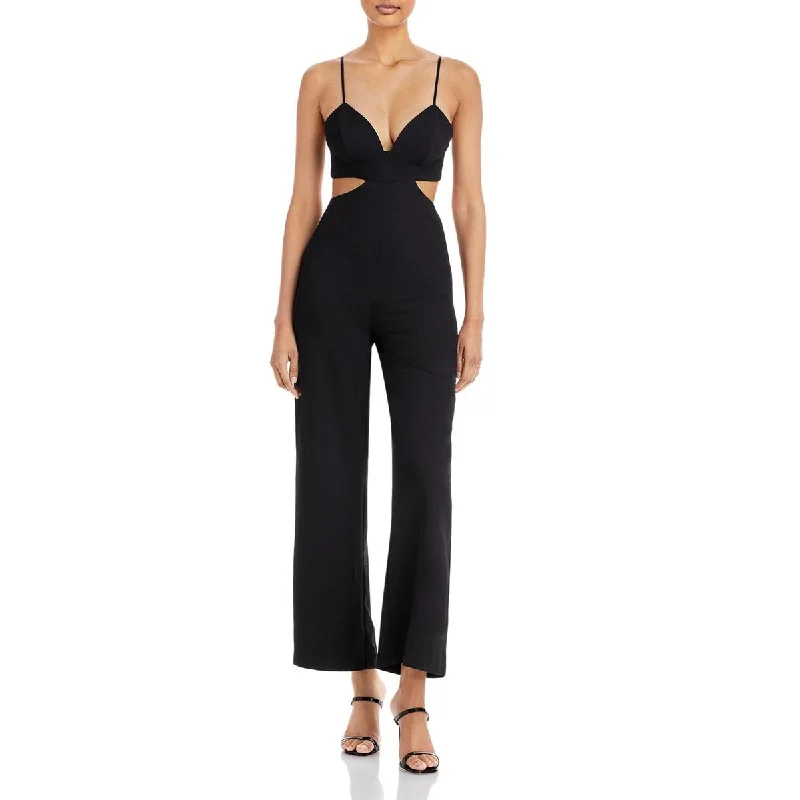 Trendy Street Style Attire Bardot Womens Cut-Out Wide Leg Jumpsuit