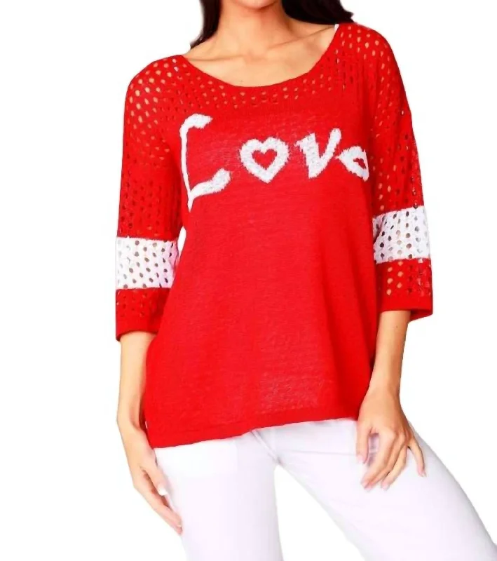 Trendy Casual Outfits Crochet Love Crew In Red