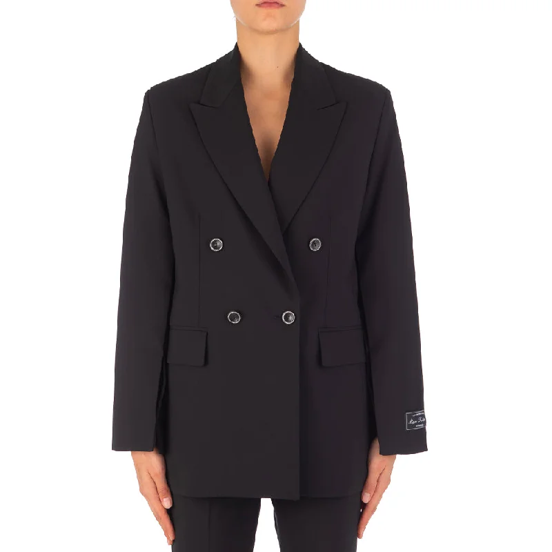 Chic Style Women's Wool Suiting Jacket Navy